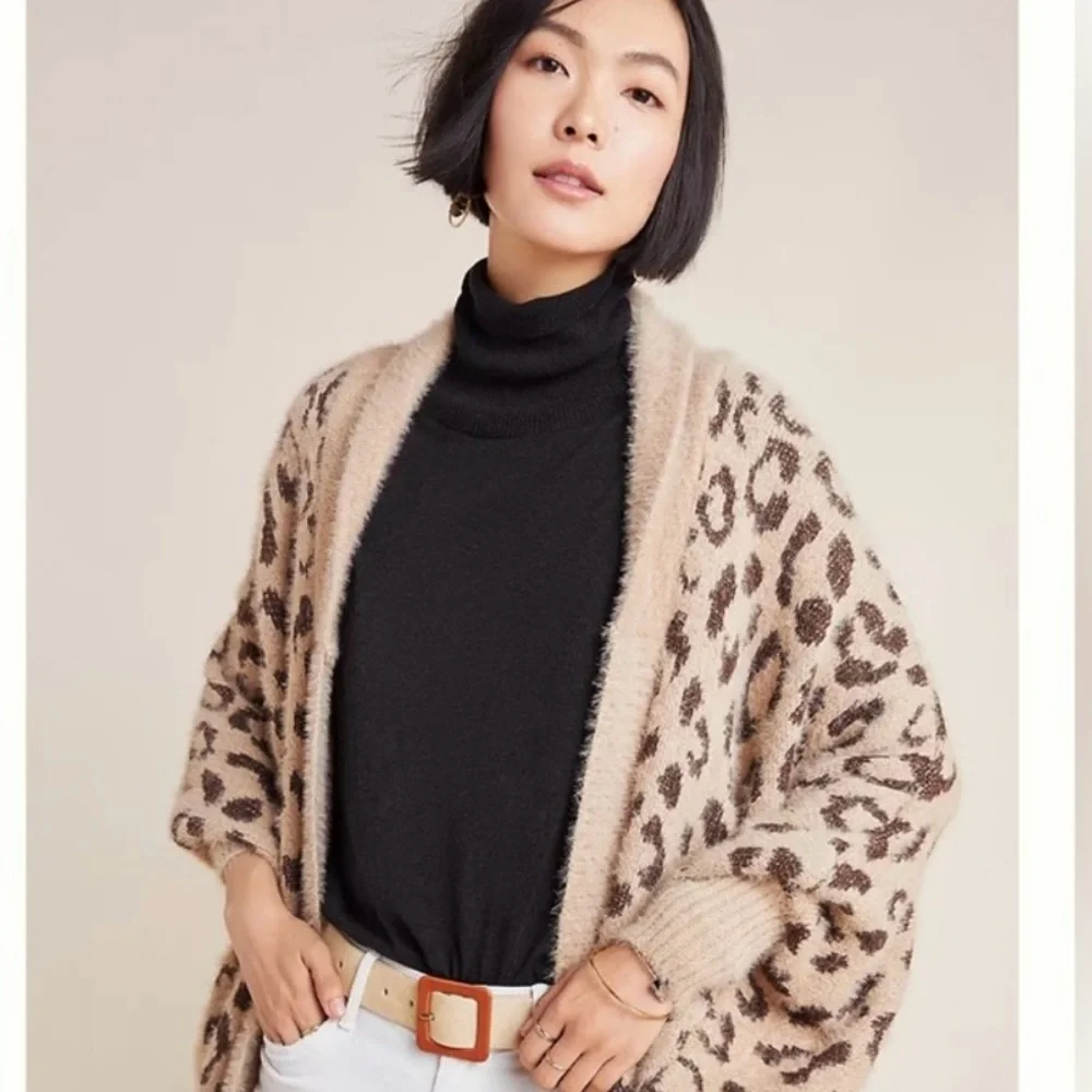 Anthropologie Leopard Print cardigan by Akemi & Kin, open front, style “Louise” - Picture 3 of 6